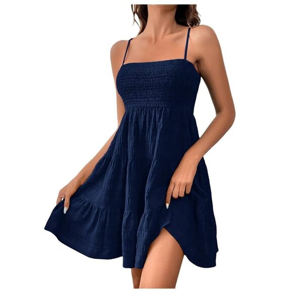 Navy Spaghetti Strap Sundress - Picture 1 of 2